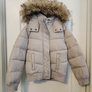 Abercrombie Kids a&f Ultra Puffer, light gray, cropped, child's 9/10